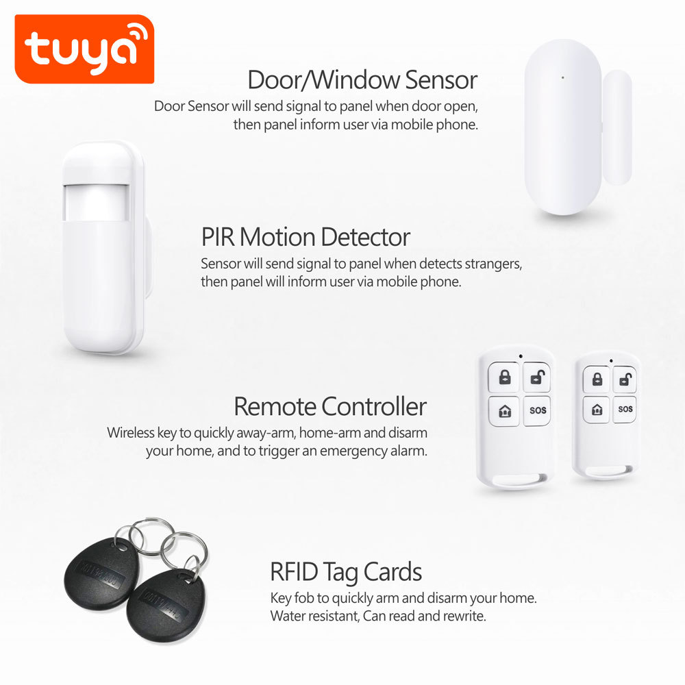Tuya Smart WiFi + GSM Home Alarm System 4.3'' Touch Panel (2G/4G Optional)