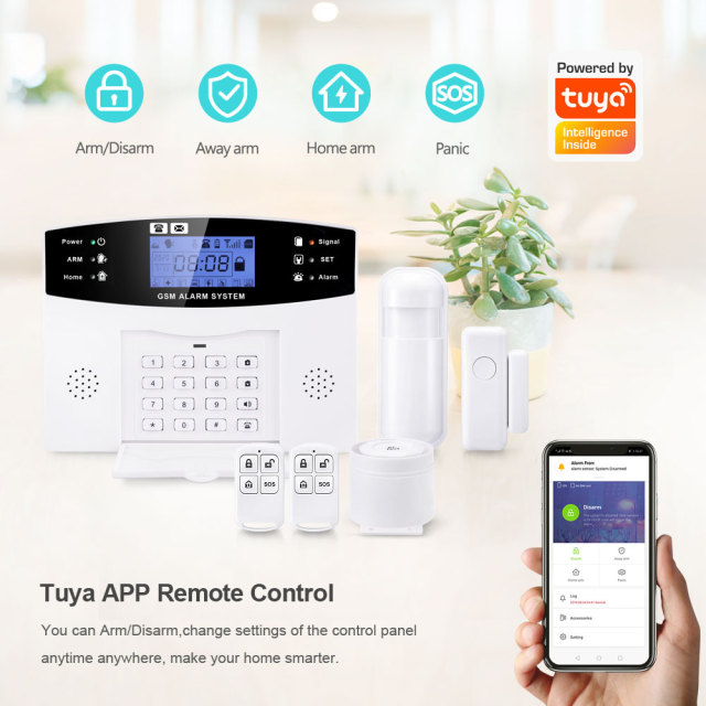 Tuya Smart WiFi GSM Home Alarm System - 200 Wireless & 8 Wired Zones, APP Control, 2G/4G Options