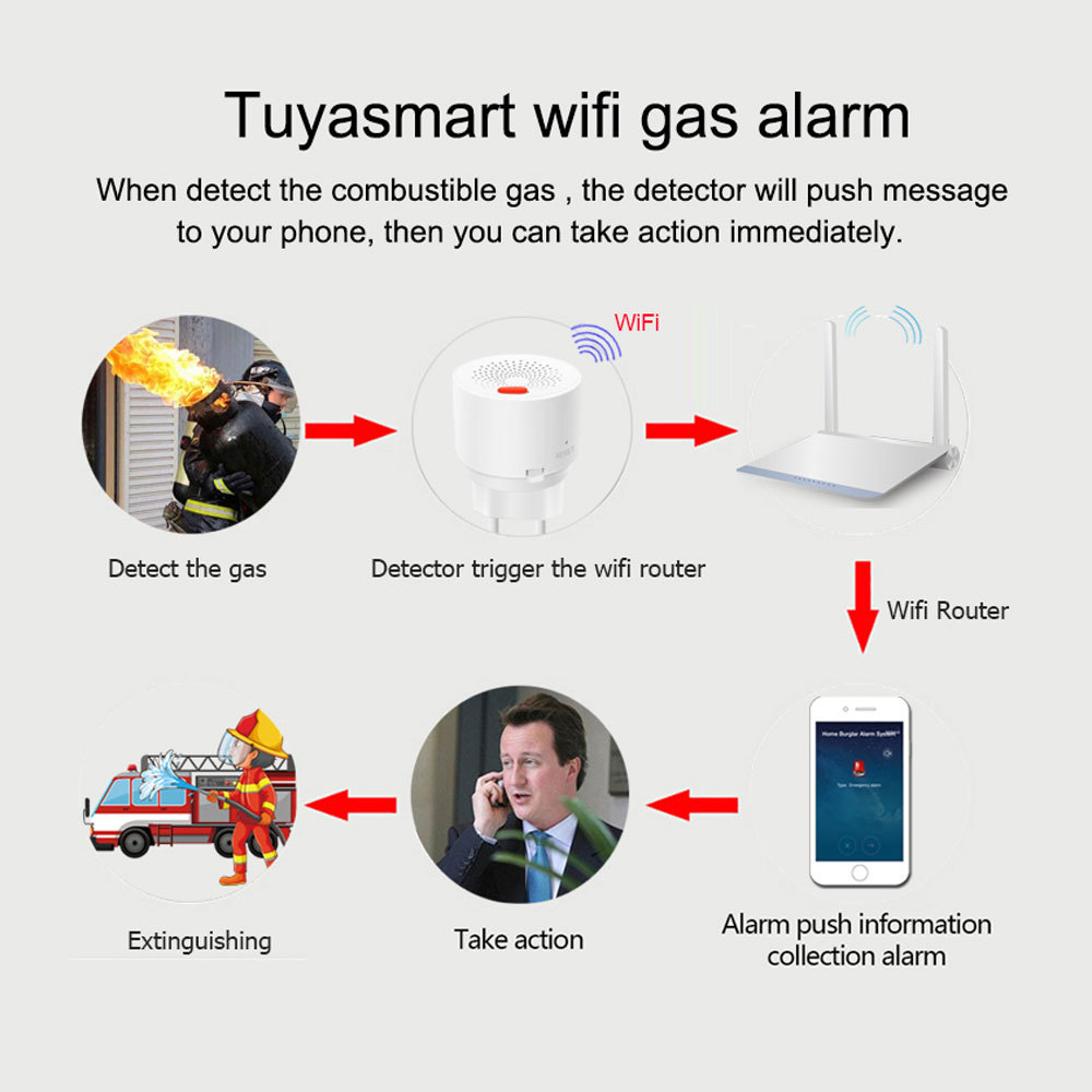 Tuya Smart WiFi Gas Sensor: Real - time Leak Detection, App Alerts, Works with Tuya Ecosystem