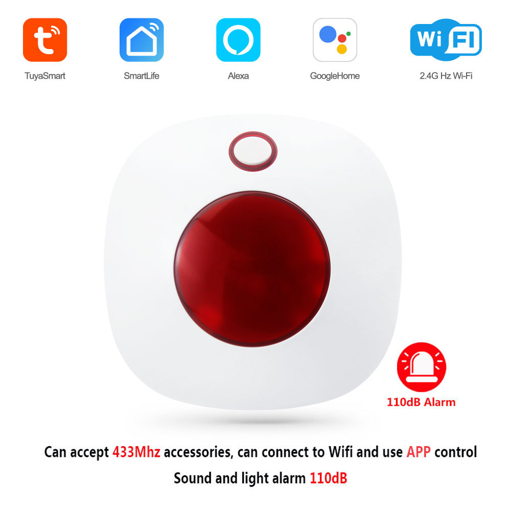 Tuya Smart WiFi Siren Alarm: 110dB Sound & Light Alert, App/Voice Control