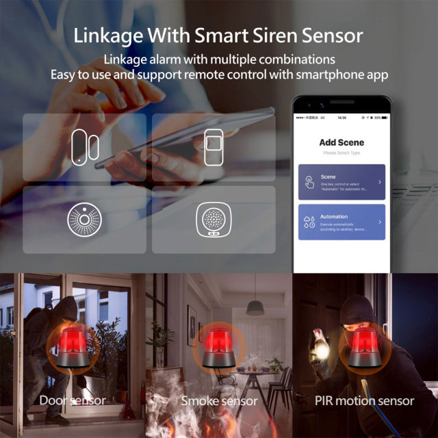 Tuya Smart WiFi Outdoor Siren Alarm System: 110 - 120dB, App/Voice Control, 100 Wireless Sensors Support