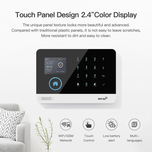 Tuya Smart WiFi GSM Alarm System - 2G/4G Options, 100 Wireless Detectors Support, Touch Panel