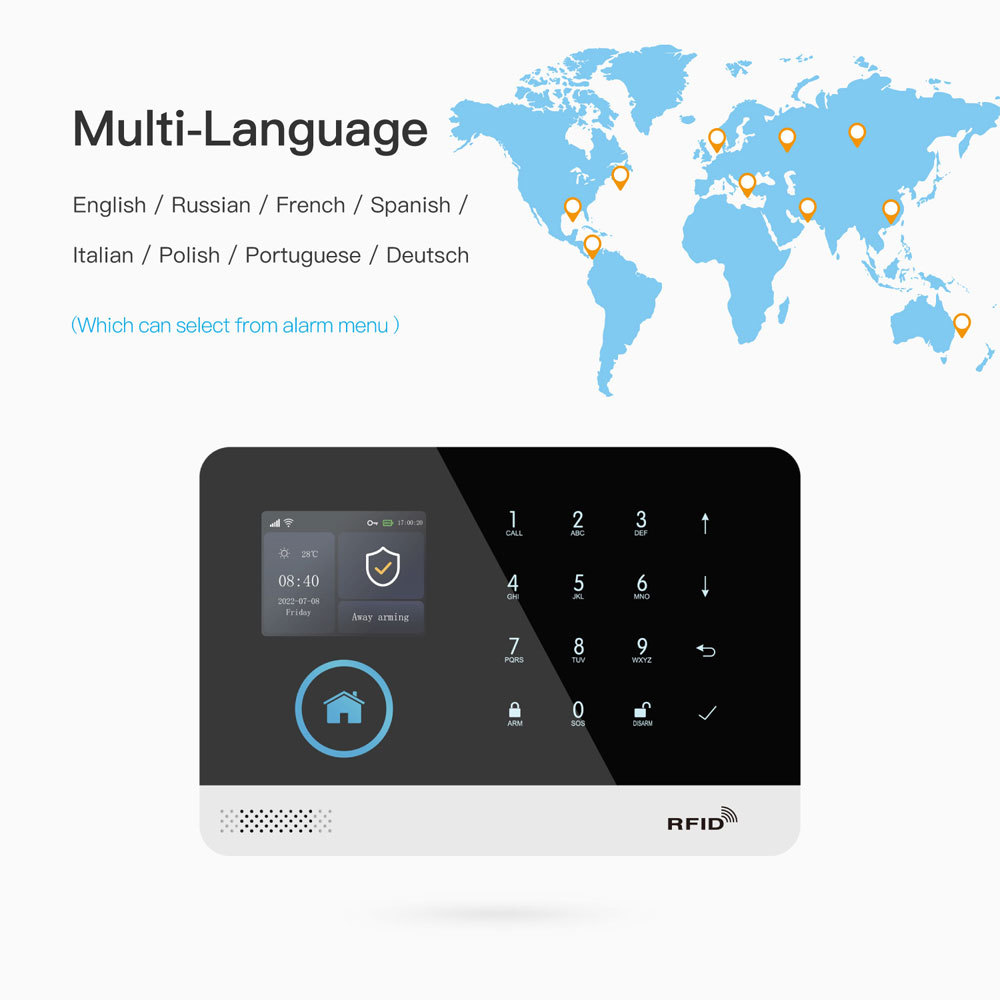 Tuya Smart WiFi GSM Alarm System - 2G/4G Options, 100 Wireless Detectors Support, Touch Panel