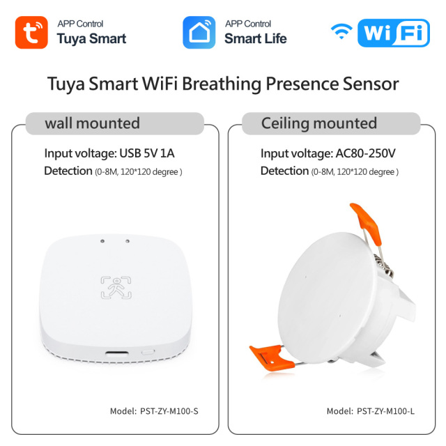 Tuya Smart WiFi Breathing Presence Sensor - Ceiling Mounted, mmWave Radar, App Control