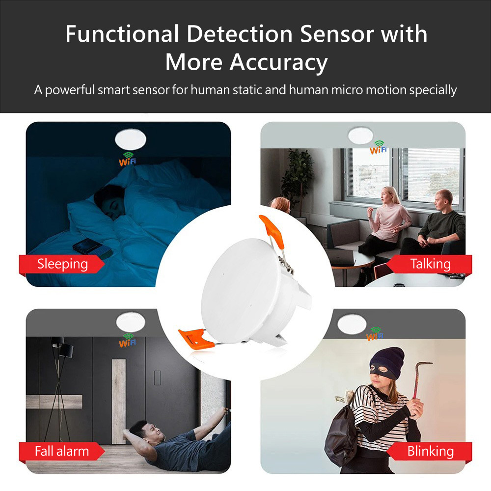 Tuya Smart WiFi Breathing Presence Sensor - Ceiling Mounted, mmWave Radar, App Control