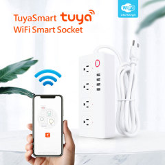 Tuya Smart WiFi US Power Strip with 4 Outlets, 2 USB & 2 Type-C Fast Charging Ports, Voice Control Smart Plug