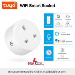 Tuya Smart WiFi 16A UK Socket Plug with Energy Metering - Remote & Voice Control