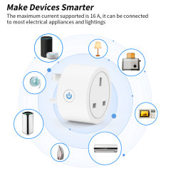 Tuya Smart WiFi 16A UK Socket Plug with Energy Metering - Remote & Voice Control