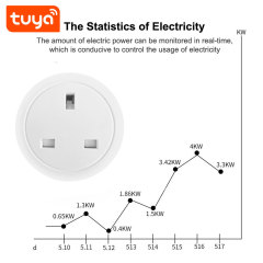 Tuya Smart WiFi 16A UK Socket Plug with Energy Metering - Remote & Voice Control