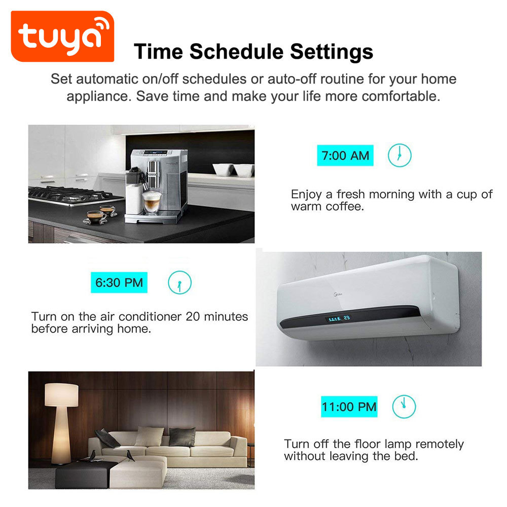 Tuya Smart WiFi 16A EU Socket Plug with Energy Metering - Remote Control, Voice Compatibility