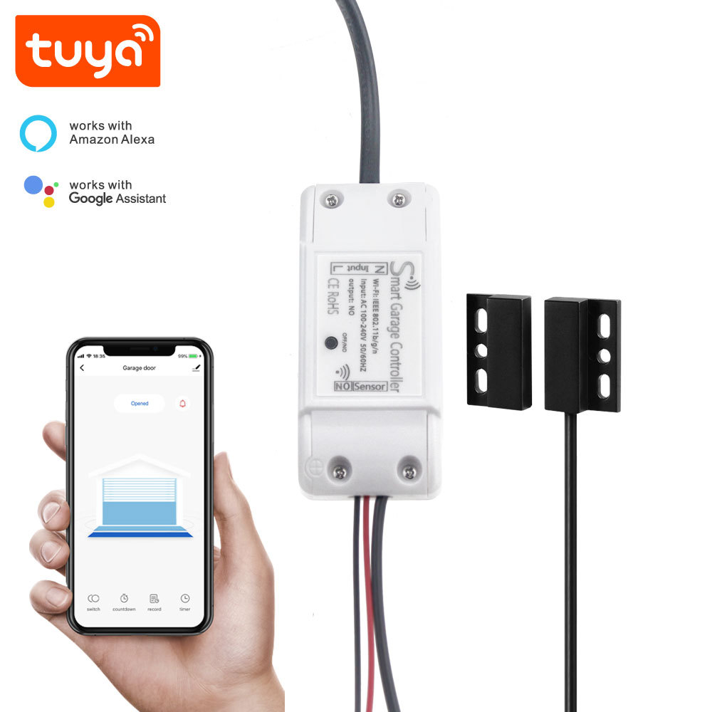 Tuya Smart WiFi Automatic Garage Door Opener - Remote Control via App, Voice Control Compatible