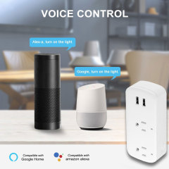 Tuya Smart WiFi US Dual Outlet Socket Plug with USB - Remote/Voice Control