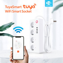 Tuya Smart WiFi EU 4-Outlet Sokcet Plug with USB - Remote App Control/Voice Control
