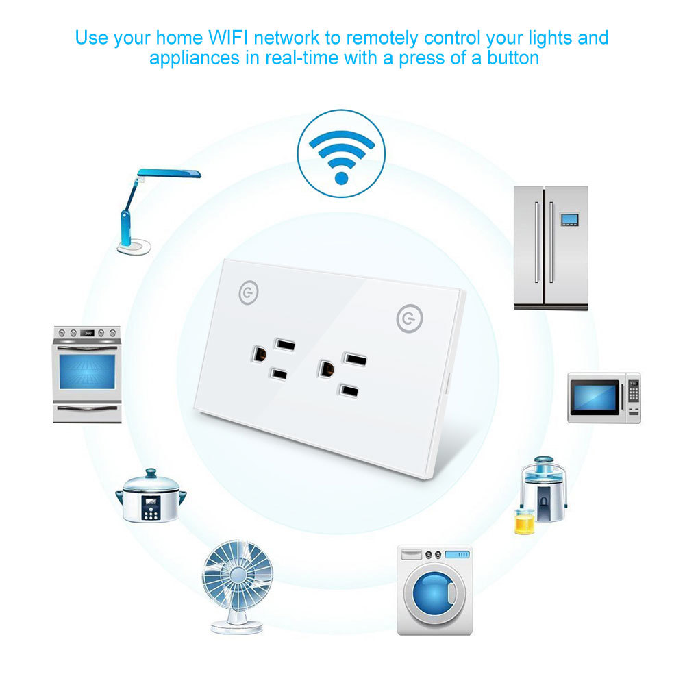 Tuya Smart US 2CH WiFi Smart Wall Socket - Voice & App Control