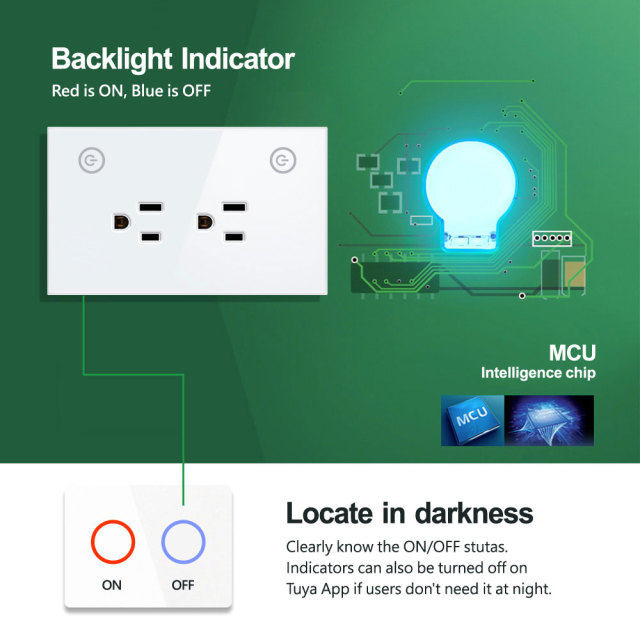 Tuya Smart US 2CH WiFi Smart Wall Socket - Voice & App Control