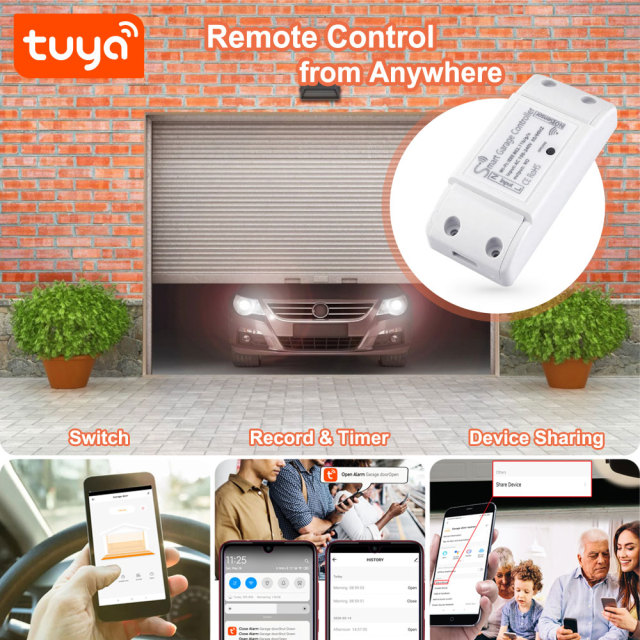 Tuya Smart WiFi Automatic Garage Door Opener - Remote Control via App, Voice Control Compatible
