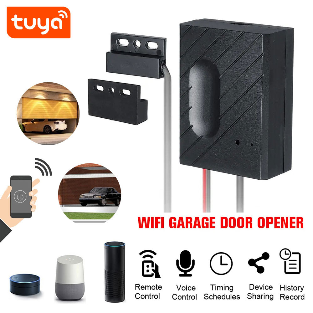 Tuya Smart WiFi Garage Door Opener - Remote Control via App, Voice Control with Alexa/Google