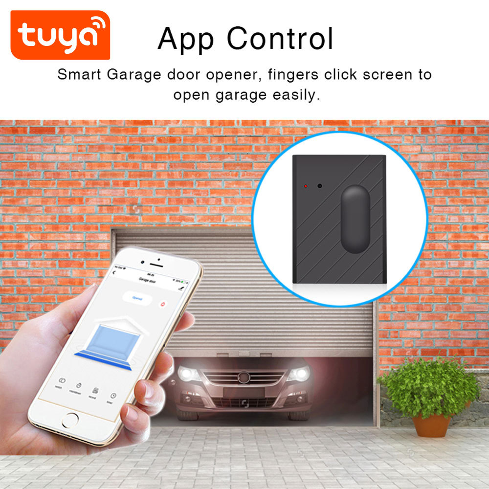 Tuya Smart WiFi Garage Door Opener - Remote Control via App, Voice Control with Alexa/Google