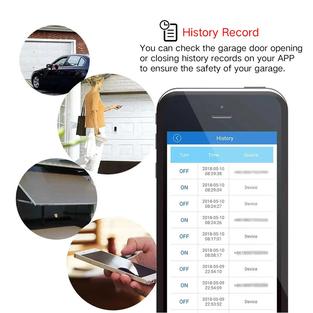 Tuya Smart WiFi Garage Door Opener - Remote Control via App, Voice Control with Alexa/Google