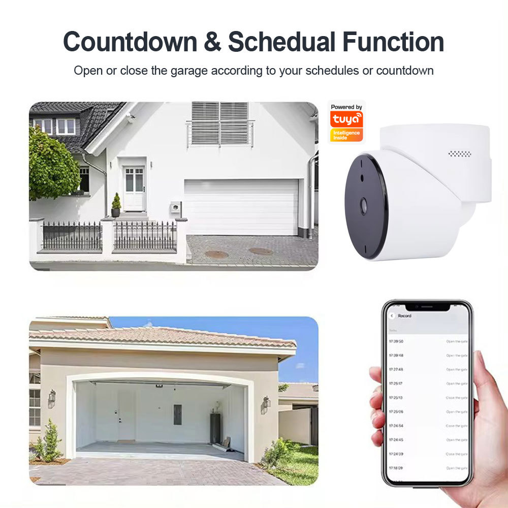 Tuya Smart WiFi Garage Door Opener with Camera - Remote Control, HD View, Voice Compatibility