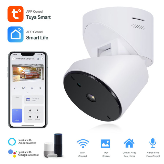 Tuya Smart WiFi Garage Door Opener with Camera - Remote Control, HD View, Voice Compatibility