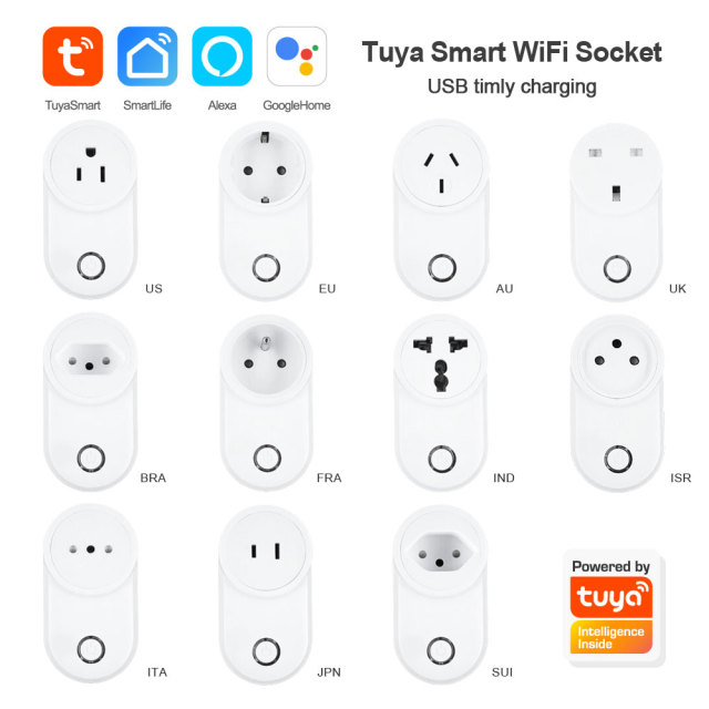 Tuya Smart WiFi Smart Socket - Worldwide Plug Standards, Energy Metering, App/Voice Control, Alexa/Google Home Compatible