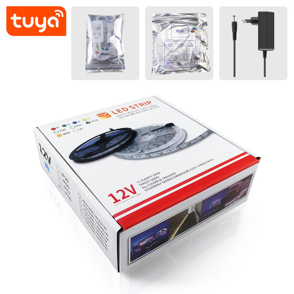 Tuya Smart RGB LED Strip Kit - 5M, IR/WiFi Control, Music Sync, App/Voice Control (Alexa/Google Home), RGB Lighting