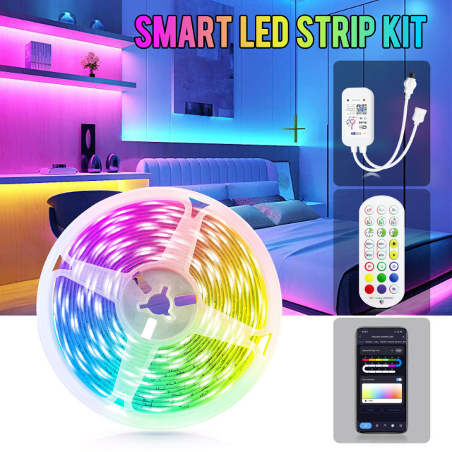 Tuya Smart RGB LED Strip Kit - 5M, IR/WiFi Control, Music Sync, App/Voice Control (Alexa/Google Home), RGB Lighting