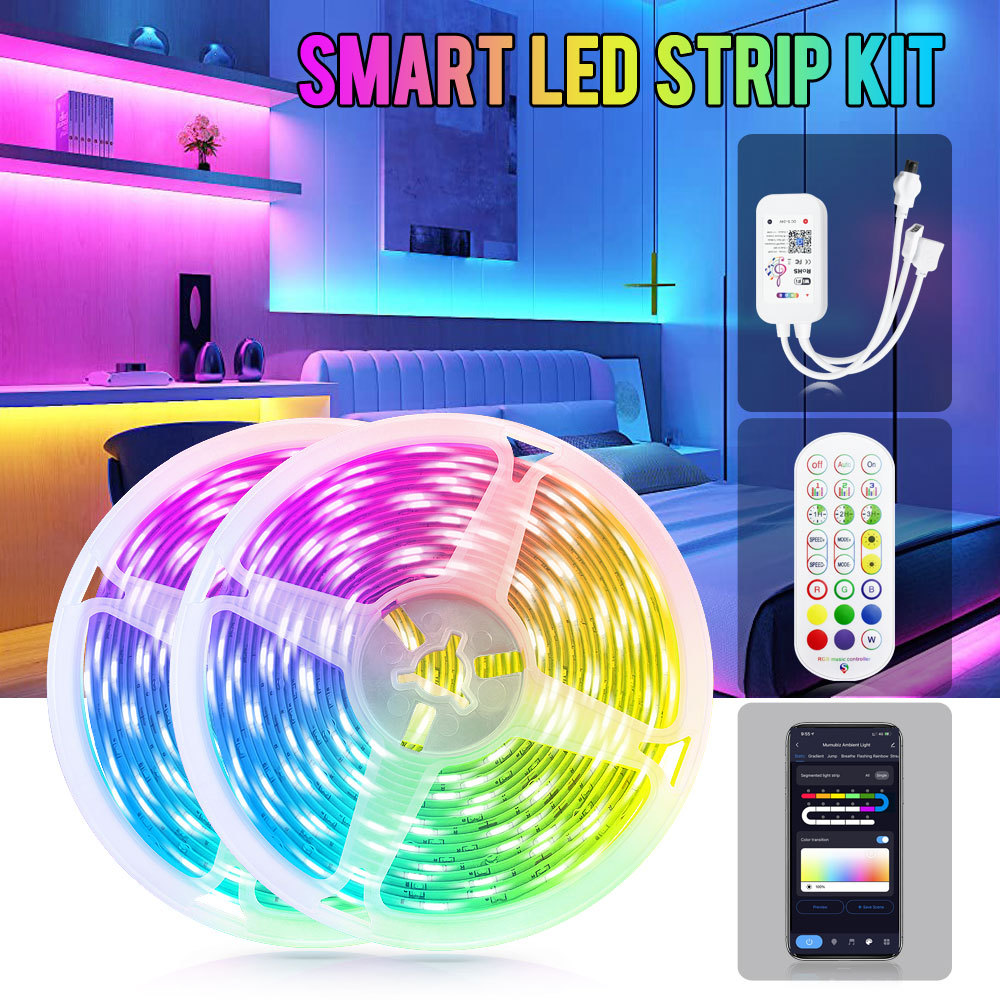 Tuya Smart RGB LED Strip Kit - 10M, IR/WiFi Control, Music Sync, App/Voice Control (Alexa/Google Home), RGB Lighting