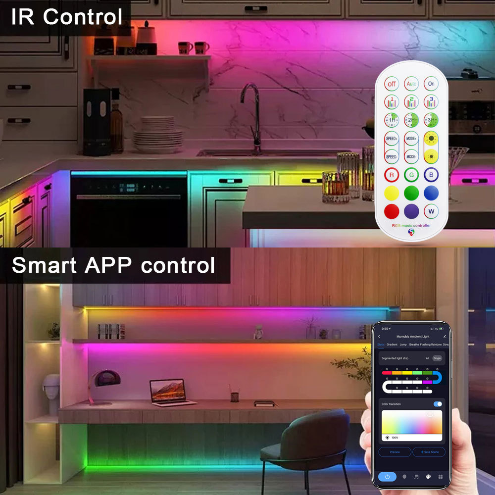 Tuya Smart RGB LED Strip Kit - 10M, IR/WiFi Control, Music Sync, App/Voice Control (Alexa/Google Home), RGB Lighting