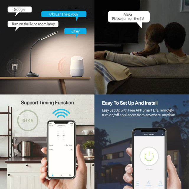 Tuya Smart WiFi Smart Switch - 1CH, App/Voice Control, Alexa/Google Home Compatible, Easy DIY Installation