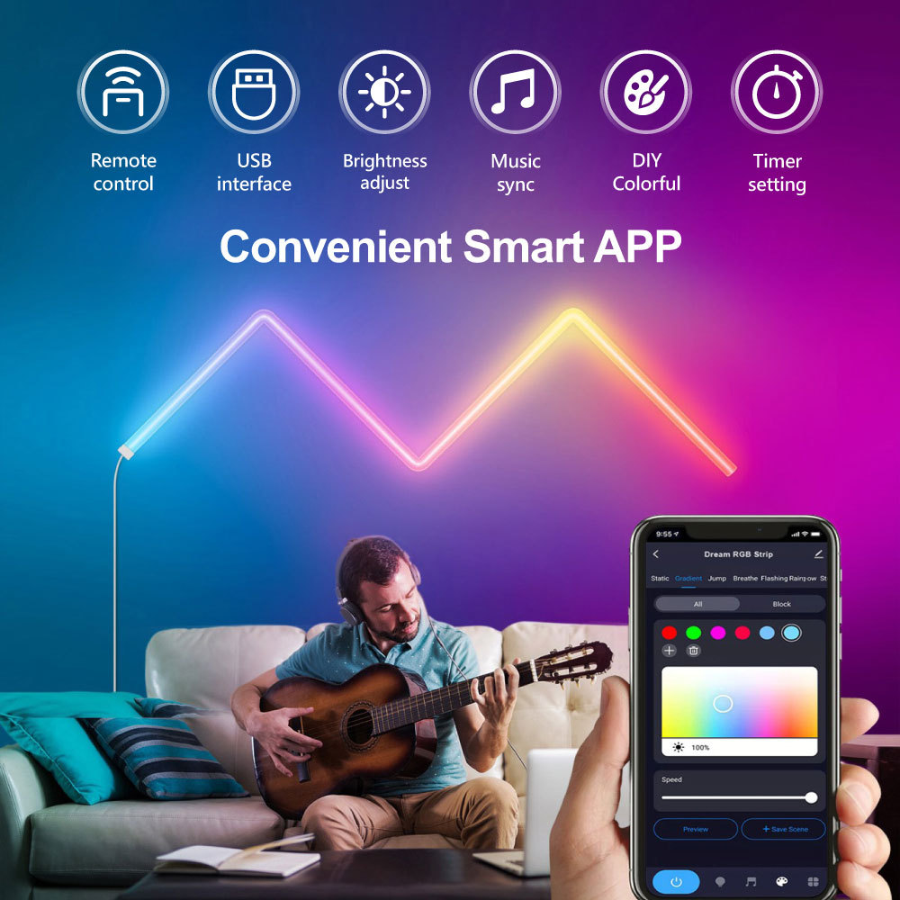 Tuya Smart RGBIC WiFi Splice Light 4PCS - Music Sync, Alexa/Google Assistant, DIY Shaping Ambient Lighting