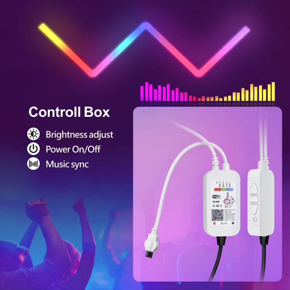 Tuya Smart RGBIC WiFi Splice Light 4PCS - Music Sync, Alexa/Google Assistant, DIY Shaping Ambient Lighting