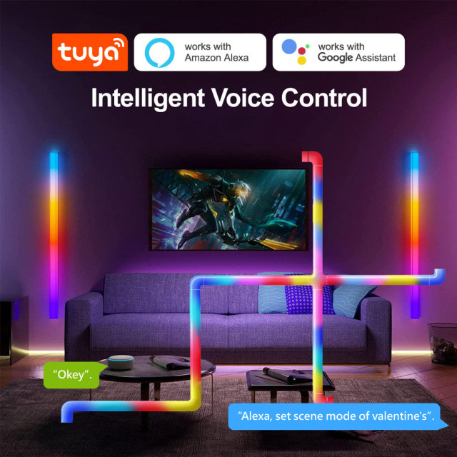 Tuya Smart RGBIC WiFi Splice Light 6PCS - Music Sync, Alexa/Google Assistant, DIY Shaping Ambient Lighting