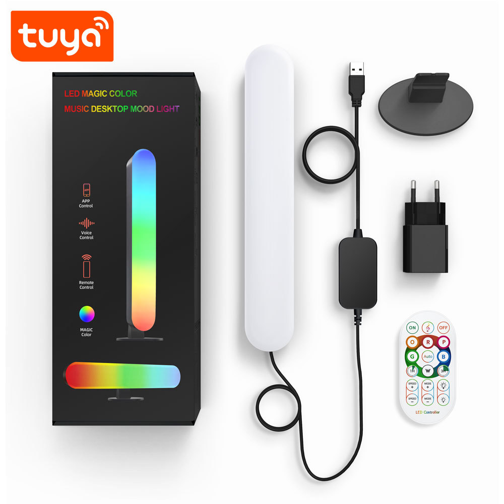 Tuya WiFi Bluetooth RGBIC Smart Ambient Light with IR Music Sync - Voice Control via Alexa & Google Assistant