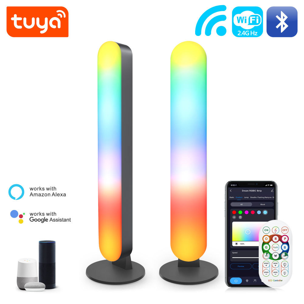 Tuya Smart RGBIC Ambient Double Lights - WiFi Bluetooth, IR Music Sync, Works with Alexa & Google Assistant