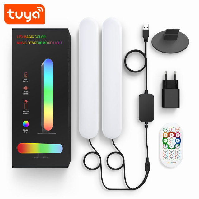 Tuya Smart RGBIC Ambient Double Lights - WiFi Bluetooth, IR Music Sync, Works with Alexa & Google Assistant