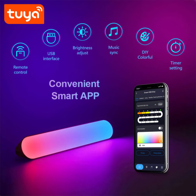 Tuya Smart RGBIC Ambient Double Lights - WiFi Bluetooth, IR Music Sync, Works with Alexa & Google Assistant