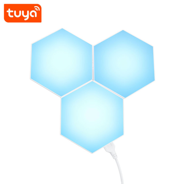 Tuya Smart RGBIC WiFi Hexagon Light 3PCS - Music Sync, Alexa/Google Assistant, DIY Modular Ambient Lighting