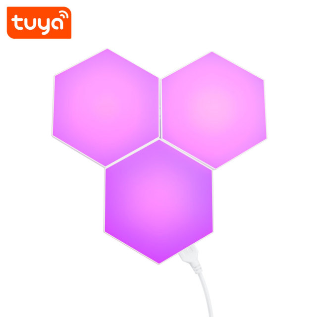 Tuya Smart RGBIC WiFi Hexagon Light 3PCS - Music Sync, Alexa/Google Assistant, DIY Modular Ambient Lighting