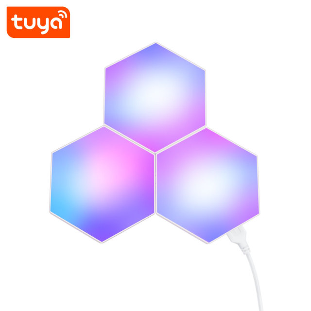 Tuya Smart RGBIC WiFi Hexagon Light 3PCS - Music Sync, Alexa/Google Assistant, DIY Modular Ambient Lighting