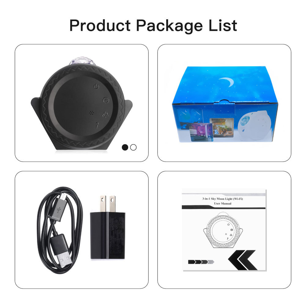 Tuya Smart WiFi 3-in-1 Star Projector - Sky Moon Star Music Sync Light, Alexa/Google Voice Control, App-Controlled Galaxy Projector for Bedroom Decor