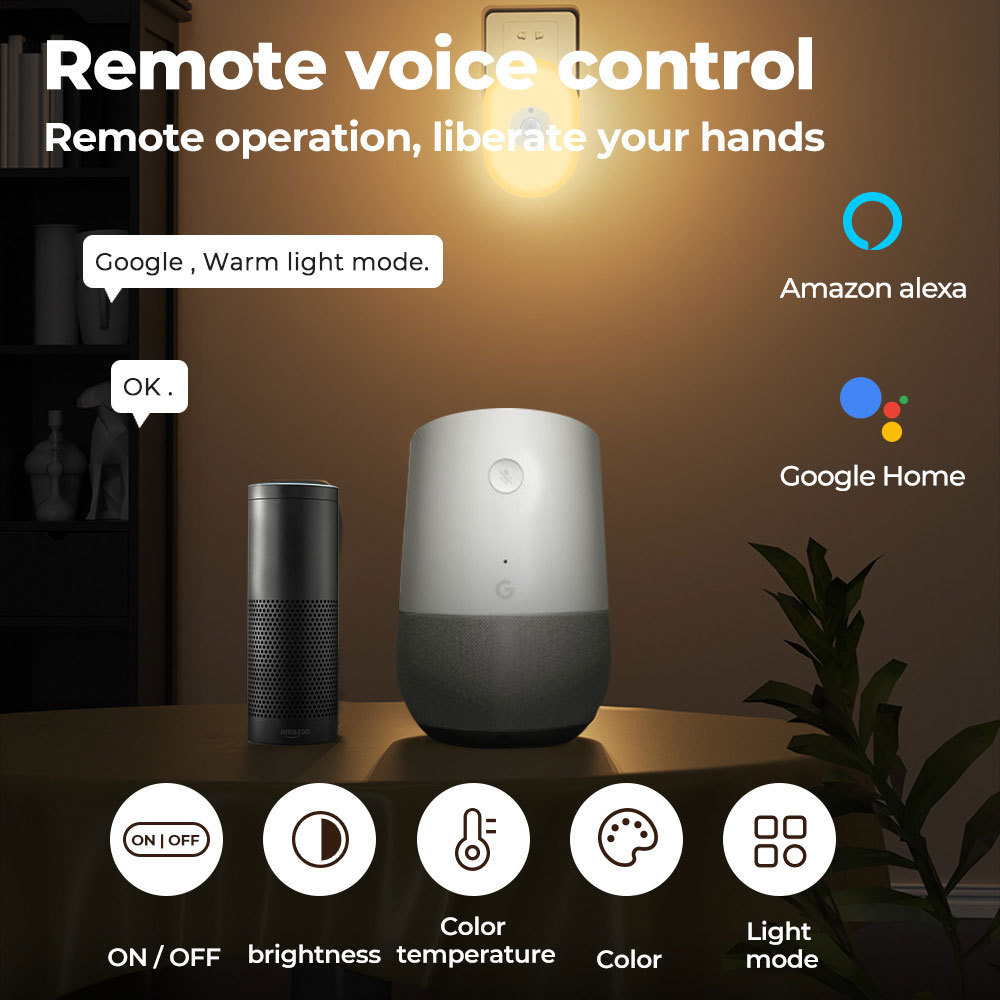 Tuya Smart 2-in-1 WiFi PIR Motion Sensor & Night Light - RGB, Alexa/Google Assistant Compatible, Smart Home Security & Ambient Lighting