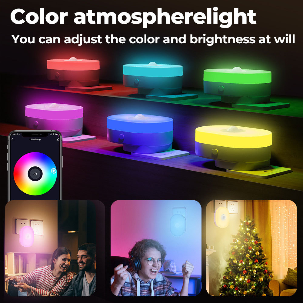 Tuya Smart 2-in-1 WiFi PIR Motion Sensor & Night Light - RGB, Alexa/Google Assistant Compatible, Smart Home Security & Ambient Lighting