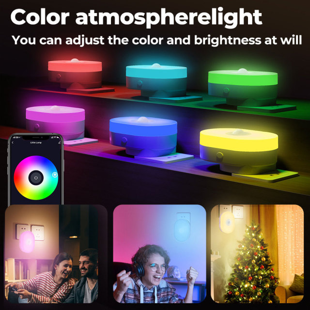 Tuya Smart 2-in-1 WiFi PIR Motion Sensor & Night Light - RGB, Alexa/Google Assistant Compatible, Smart Home Security & Ambient Lighting