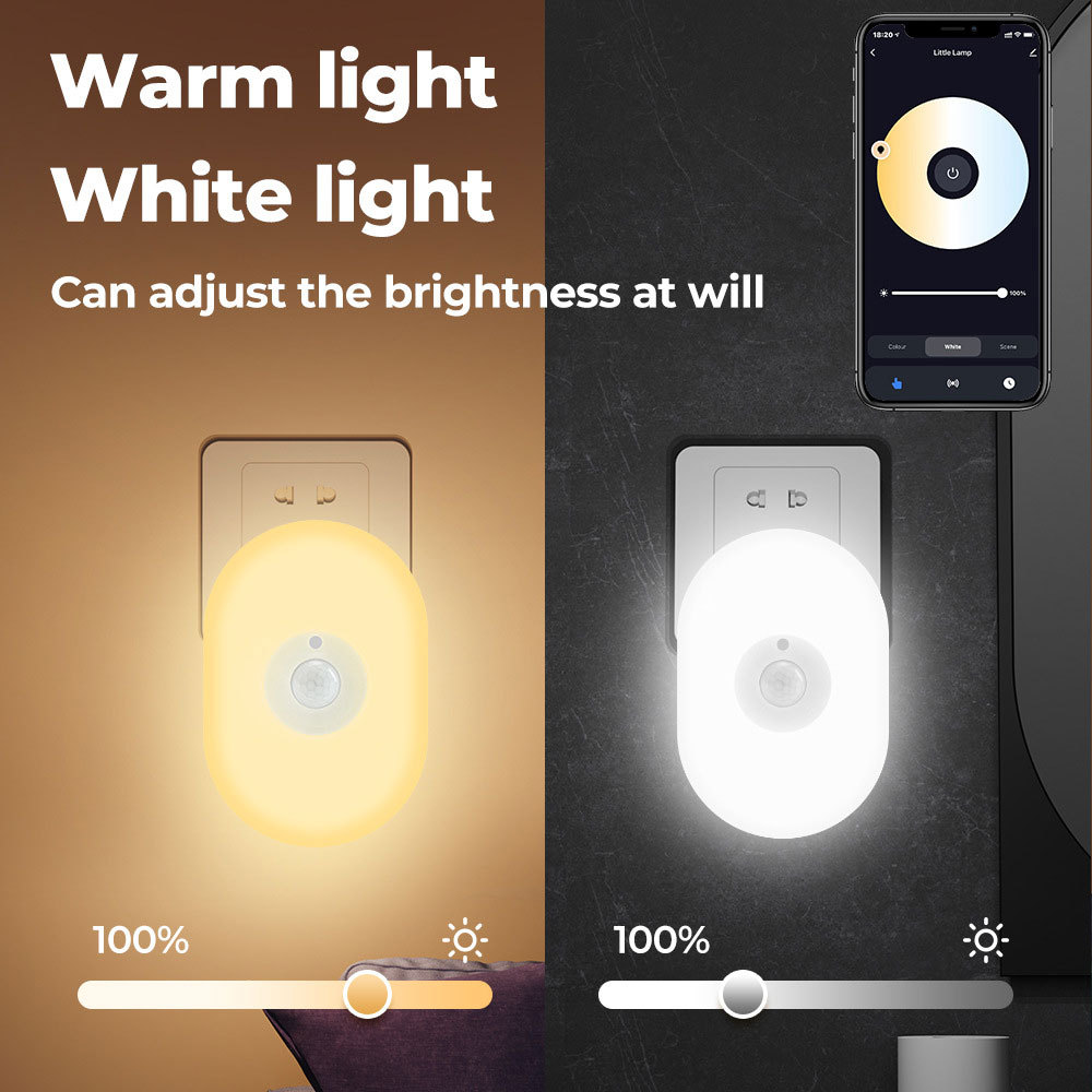 Tuya Smart 2-in-1 WiFi PIR Motion Sensor & Night Light - RGB, Alexa/Google Assistant Compatible, Smart Home Security & Ambient Lighting