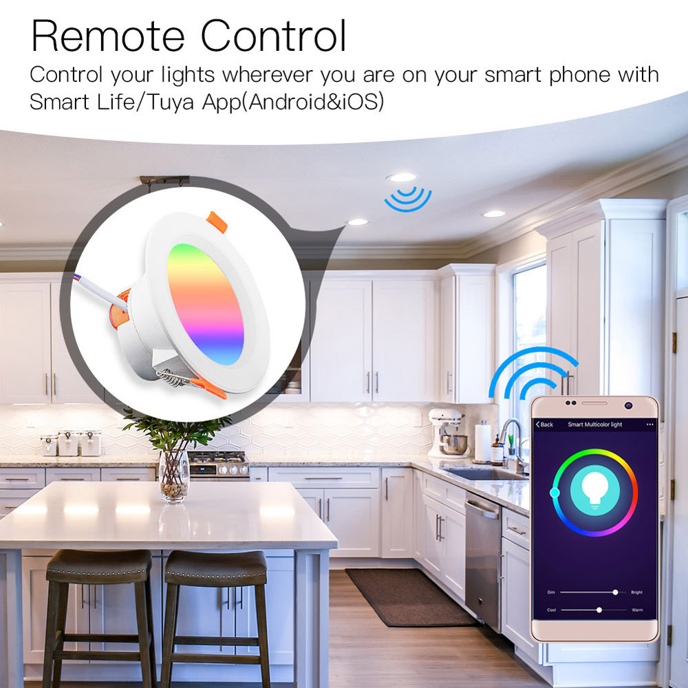 Tuya Smart WiFi Downlight RGBCW, 5-15W, 2700K-6500K, Works with Alexa/Google, App/Voice Control, Dimmable