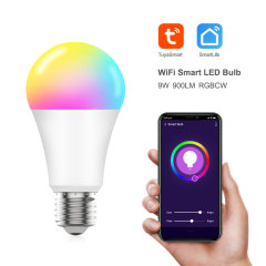 Tuya Smart RGBCW WiFi LED Bulb E27, 9W 900LM, Works with Alexa/Google, 16M Colors, Dimmable, Voice & App Control
