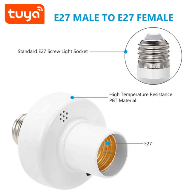 Tuya Smart WiFi Lamp Socket E27, Works with Alexa/Google, App/Voice Control, Timing & Group Control, Easy Installation