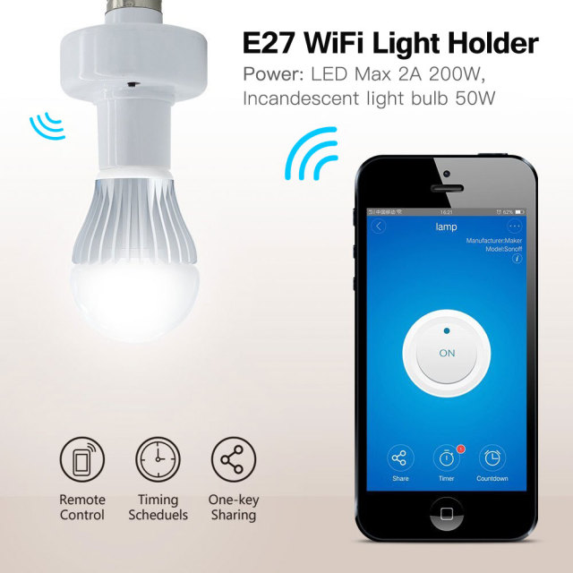 Tuya Smart WiFi Lamp Socket E27, Works with Alexa/Google, App/Voice Control, Timing & Group Control, Easy Installation